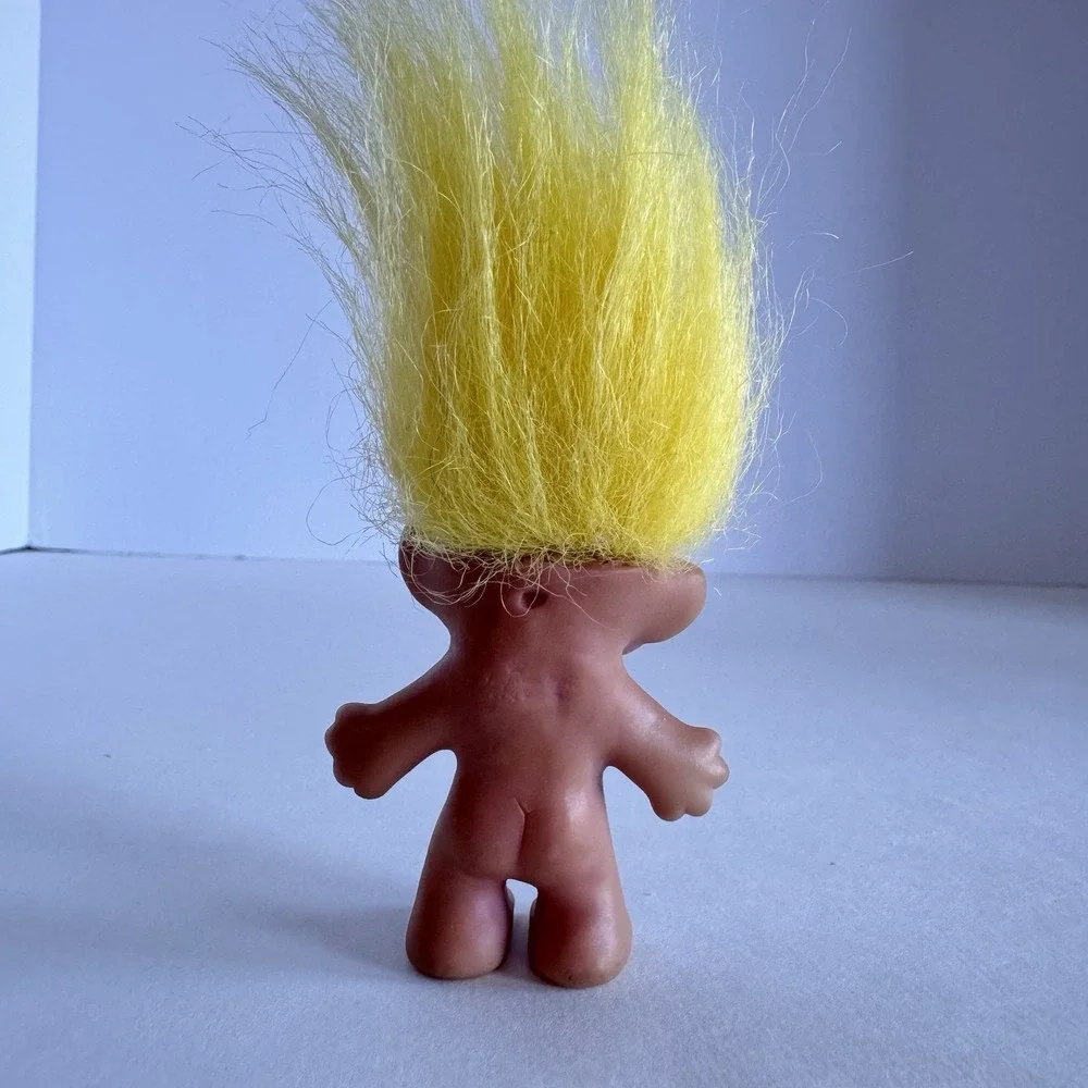 Vintage Troll Doll Yellow Hair Blue Eyes Heart on Cheek 2